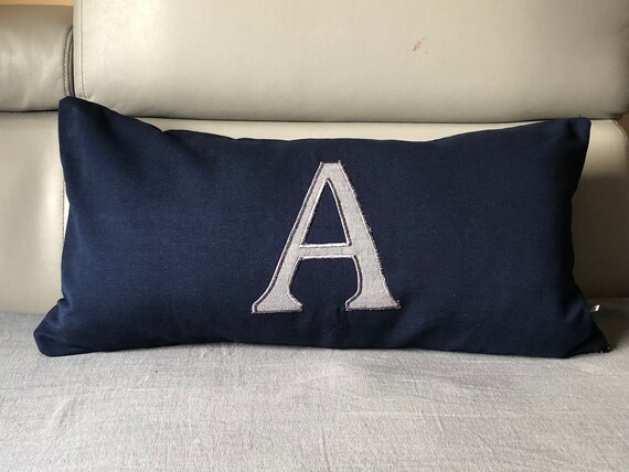 Long Lumbar Pillow Personalized Body Pillows Navy Blue Etsy