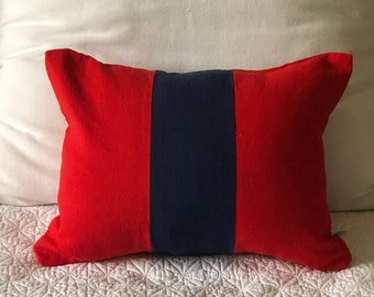 Navy Red Color Block Pillows, Lumbar Color Block