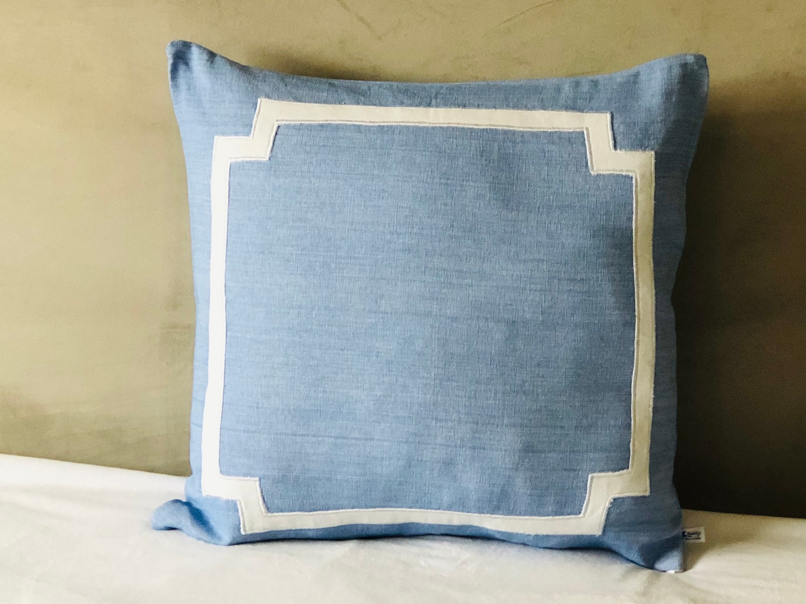 Blue White Euro Pillows Framed Pillow Covers Designer Etsy