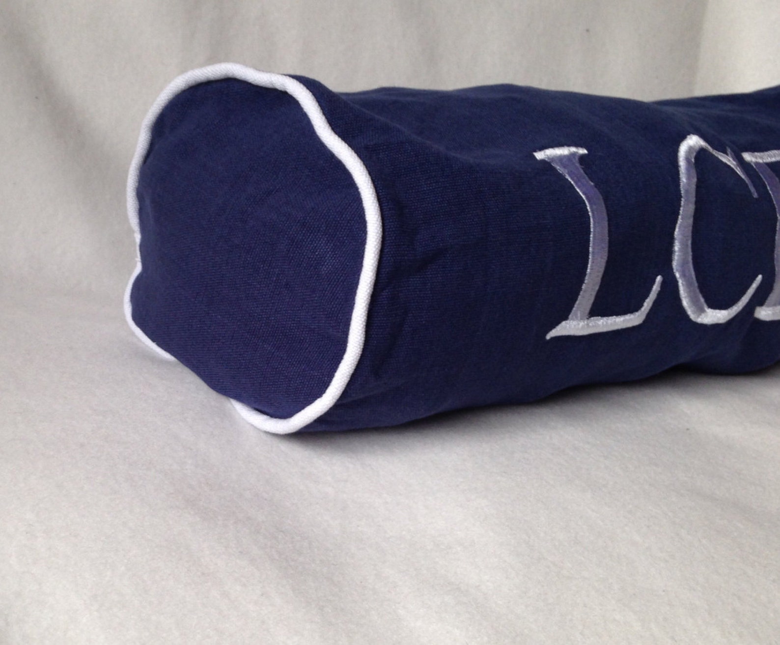 Navy Blue Monogram Bolster Pillow Cover Neck Roll Monogram Etsy