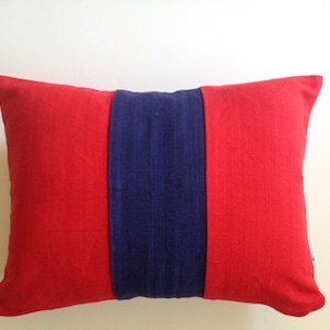 Navy Red Lumbar Color Block Decorative Throw Pillows for Couches Blue Accent Pillows