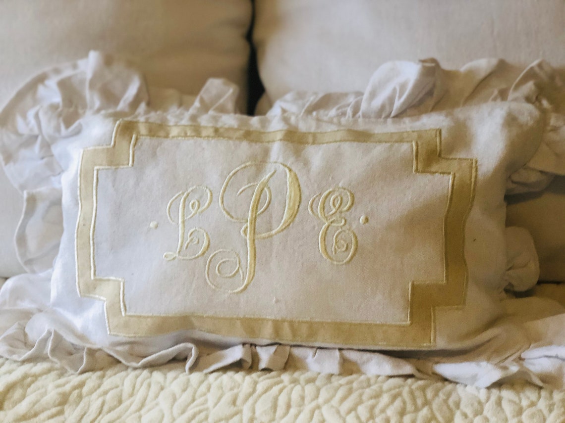 Lumbar Toile Print Ruffle Pillow