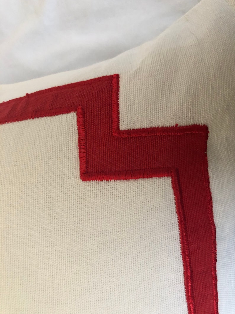 White Red Accent Trim Pillows White Trim Euro Shams Border Etsy