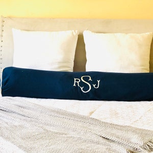 Monogram Neckroll Pillow, White Bolster Pillowcover, Personalized baby Gifts