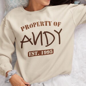 Property of Andy Sweatshirt, Toy Story Pixar Pullover, Disney Fan Gift image 1