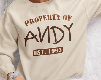 Property of Andy Sweatshirt, Toy Story Pixar Pullover, Disney Fan Gift
