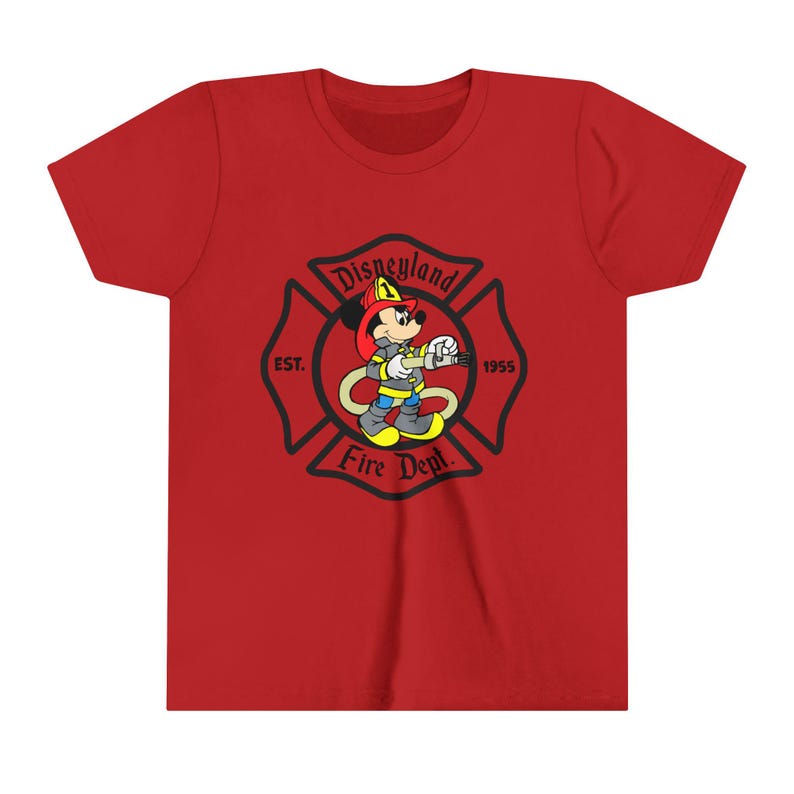 Fireman Mickey Mouse Disneyland Fire Department Kids T-Shirt image 7