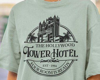 Hollywood Tower Hotel Tee - Your Room is Ready - Vintage Disney Comfort Colors Shirt for Adults - Subtle Tower of Terror Design