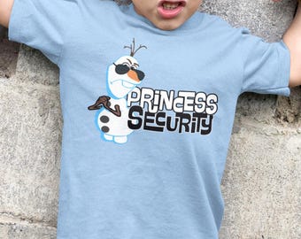 Frozen Olaf Princess Security Youth Shirt | Disney Sibling Tee | Funny Frozen Guard Shirt | Disney Family Trip Shirt