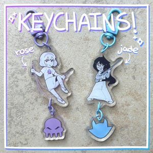 homestuck rose and jade connection keychains/charms!
