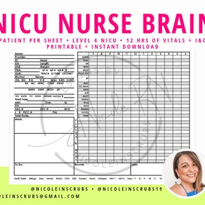 NICU nurse, brain, report sheet, nurse brain, nurse report sheet, nicu brain, nicu report sheet, 1 patient NICU report