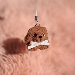 Tiny Crochet Teddy Bear Phone Charm: Kawaii Plush Bag Accessory