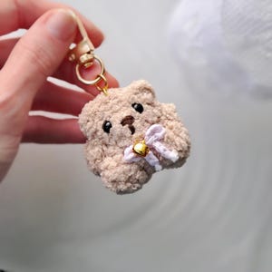 Cute Mini Teddy Bear Keychain Amigurumi Plushie Bag Charm Soft Gift Stuffie Keychain