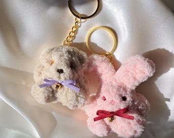 4 Porte-Clés Peluche Mignons - Pendentifs Ours Et Lapin Pour Sac à Dos, Sac à Main - Décoration Adorable Et Unique - Cadeau Couple Ou Amis