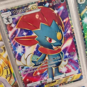 Tarjeta de Pokémon personalizada de alta calidad con proxy de la aplicación de bolsillo Weavile TCG, arte completo, alternativa, genética, Apex, isla mítica, set Space Time Smackdown