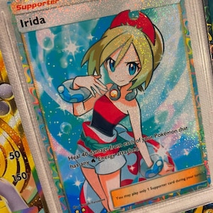Irida trainer ex pocket app tcg hoge kwaliteit proxy Pokemon kaart aangepast alternatief volledige kunst triomfantelijk licht ruimte tijd smackdown