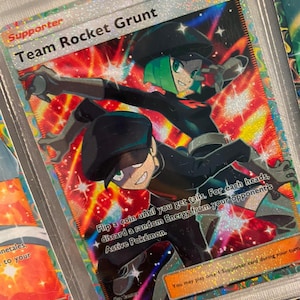Team rocket grunt ex shiny pocket app tcg hoge kwaliteit proxy Pokemon kaart aangepast alternatief volledige kunst triomfantelijk licht schijnende feestvreugde