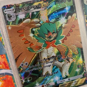 Decidueye ex brilhante bolso aplicativo tcg alta qualidade proxy pokémon cartão personalizado alternativa arte completa brilhante folia guardiões celestiais a3
