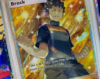holographic brock trainer card this card is the perfect way to showcase your collection. Brock's Training - Hidden Fates