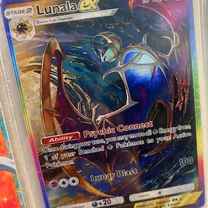 Lunala ex shiny pocket app tcg high quality proxy Pokemon card custom alternative full art shining revelry celestial guardians a3