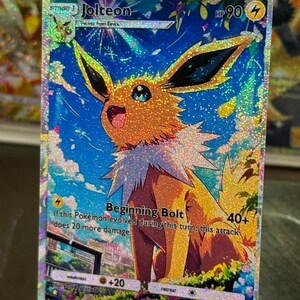 Jolteon ex pocket app tcg hoge kwaliteit proxy Pokemon kaart aangepast alternatief volledige kunst shining revelry celestial guardians set eevee grove