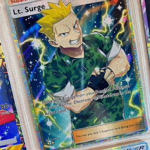 Lt surge trainer pocket app tcg high quality proxy Pokemon card custom alternative full art genetic apex mythical island set