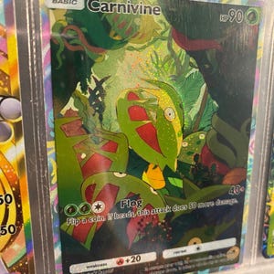 Tarjeta de Pokémon proxy de alta calidad de la aplicación de bolsillo Carnivine TCG, arte completo personalizado, conjunto de isla mítica de Apex genético, Space Time Smackdown