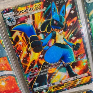 Lucario ex shiny pocket app tcg hoge kwaliteit proxy Pokemon kaart aangepast alternatief volledige kunst triomfantelijk licht schijnende feestvreugde