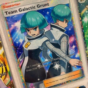 Tarjeta de Pokémon proxy de alta calidad de la aplicación de bolsillo Team Galactic Grunt TCG, arte completo personalizado, conjunto de isla mítica Apex genético, Space Time Smackdown