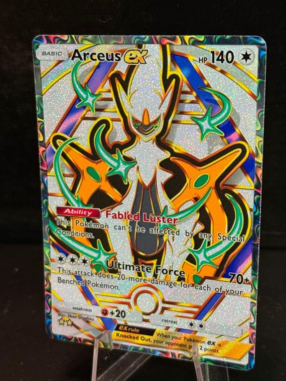pokemon legends arceus art cards Poster  My Hot Posters [2] Trinity Charge Search your deck for up to 3 basic Energy cards and attach them to your Pokemon V in any way you like Full Art/Arceus Vstar Secret (GG70)