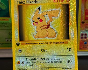 thick pikachu pokémon card Thicc Pikachu Card Fan Art