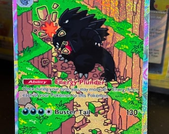 Ilustración de fan art de la carta brillante de Tyranitar Shadow