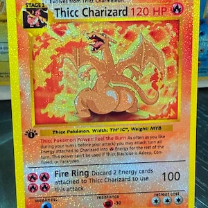 Thicc Charizard EX Pocket App TCG Carte Pokémon Proxy de Haute Qualité Personnalisée Full Art Génétique Apex Île Mythique Espace Temps Smackdown