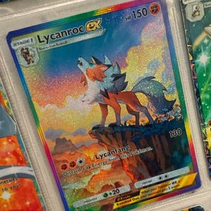 Lycanroc ex shiny pocket app tcg hoge kwaliteit proxy Pokemon kaart aangepaste alternatieve volledige kunst shining revelry extradimensionale crisis