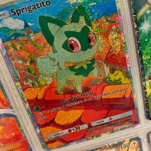 Sprigatito ex shiny pocket app tcg proxy haute qualité carte Pokémon alternative personnalisée full art triomphant lumière brillante revelry promo A