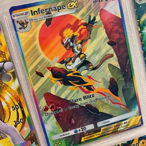 Tarjeta de Pokémon proxy de alta calidad de la aplicación de bolsillo Infernape tcg, arte completo personalizado, conjunto de isla mítica de Apex genético, Smackdown del espacio y el tiempo