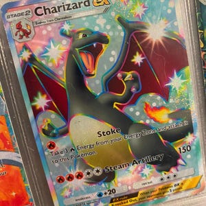 Charizard ex brilhante bolso aplicativo tcg alta qualidade proxy pokemon cartão personalizado alternativa arte completa genética apex triunfante luz brilhante folia