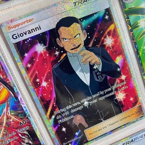 Giovanni trainer pocket app tcg hoge kwaliteit proxy Pokemon kaart aangepaste alternatieve volledige kunst genetische apex mythische eilandset