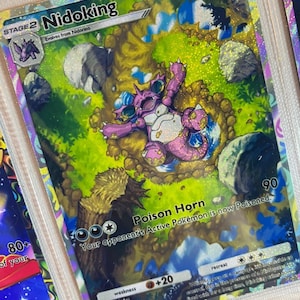 Nidoking ex pocket app tcg proxy de alta qualidade cartão Pokémon alternativo personalizado arte completa ápice genético conjunto de ilha mítica