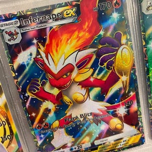 Aplicativo de bolso infernape brilhante tcg proxy de alta qualidade cartão pokemon arte completa personalizada ápice genético ilha mítica conjunto espaço tempo smackdown