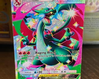 Mega Charizard brillant, carte chromatique, fan art