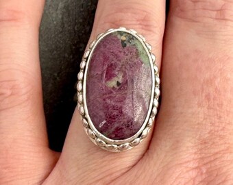 Ruby in Zoisite Statement Ring - Size 7.5 - Unique Mother's Day Gift for Her