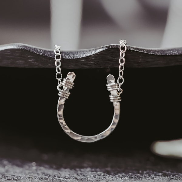 Sterling silver horseshoe necklace, good luck charms, Unique Mother's Day gift from daughter, horse lover gift, teenager gift, equestrian