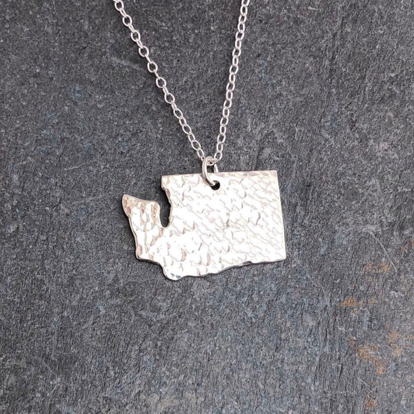 Sterling silver Washington state necklace, Washington home, state love necklace, Unique Mother's Day gift from daughter, minimal necklace