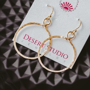 Gold filled medium hoop earrings, Unique Birthday Gift for Best Friend, everyday minimalist earrings, hammered hoops teenage girl gift idea