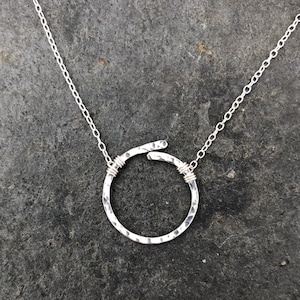 Sterling silver circle necklace, Unique Mother's Day gift from daughter, minimalist circle necklace, everyday necklace, teenager girl gift