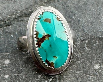 Turquoise and Sterling Silver Ring - Size 8 - Unique Mother's Day Gift for Her