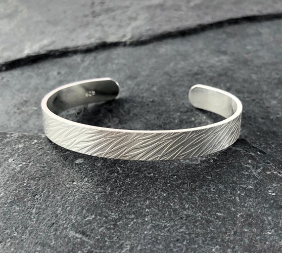 Nature Texture Solid Sterling Silver Cuff Bracelet