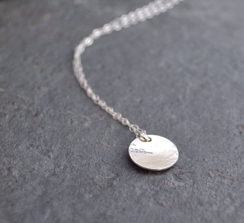 Sterling Silver Bone And Hammered Disc Necklace | Van Peterson London