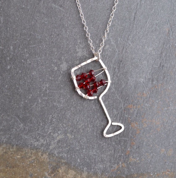 Sterling Silver Red Wine Necklace